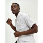 Linen Blend Short Sleeve Shirt White One Pocket