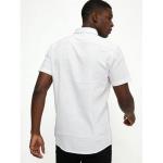 Linen Blend Short Sleeve Shirt White One Pocket